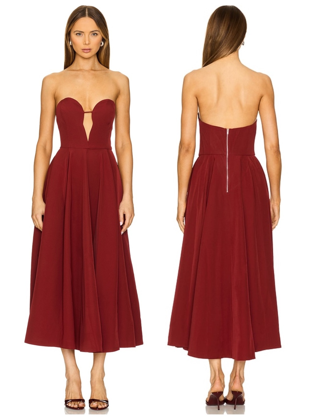 Bardot x REVOLVE Opal Volume Midi Dress in Burgundy
